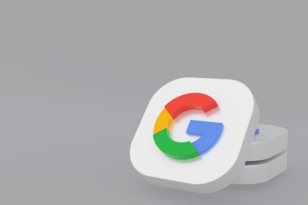 Renderowanie 3d logo aplikacji Google na szarym tle