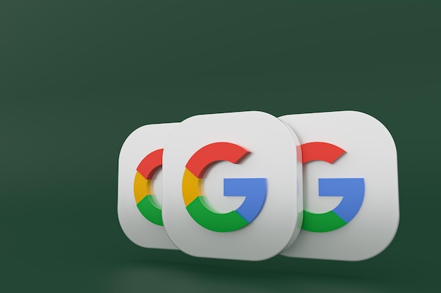 Renderowanie 3d logo aplikacji Google na zielonym tle