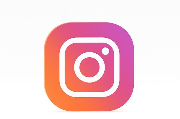Zdjęcie renderowanie 3d logo aplikacji instagram na białym tle