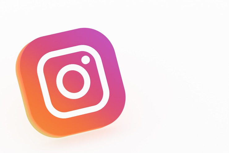 Zdjęcie renderowanie 3d logo aplikacji instagram na białym tle