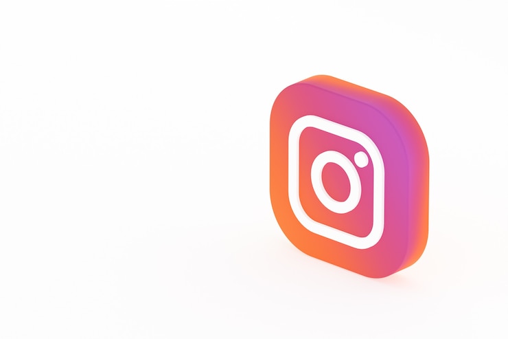 Zdjęcie renderowanie 3d logo aplikacji instagram na białym tle