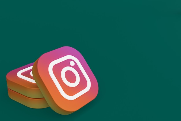 Renderowanie 3d logo aplikacji Instagram na zielonym tle