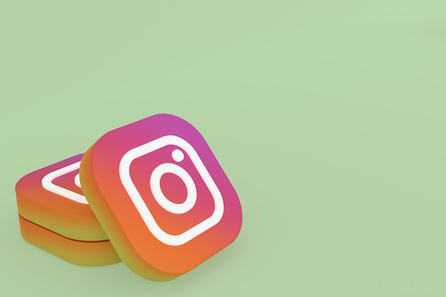 Renderowanie 3d logo aplikacji Instagram na zielonym tle