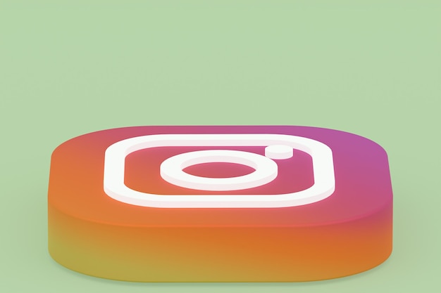 Renderowanie 3d logo aplikacji Instagram na zielonym tle