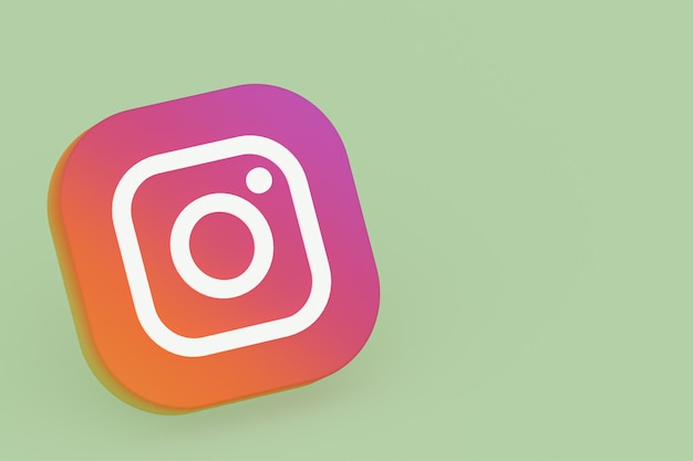 Renderowanie 3d Logo Aplikacji Instagram Na Zielonym Tle