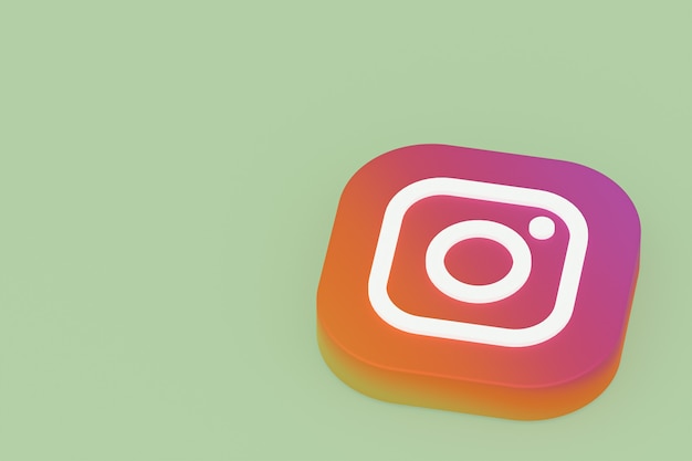 Renderowanie 3d logo aplikacji Instagram na zielonym tle