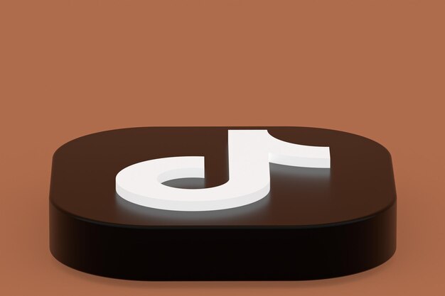 Renderowanie 3d logo aplikacji Tiktok na brązowym tle