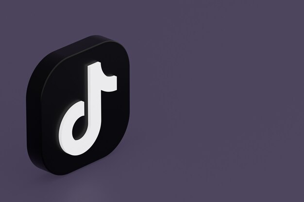 Renderowanie 3d logo aplikacji Tiktok na fioletowym tle