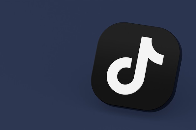 Renderowanie 3d logo aplikacji Tiktok na niebieskim tle