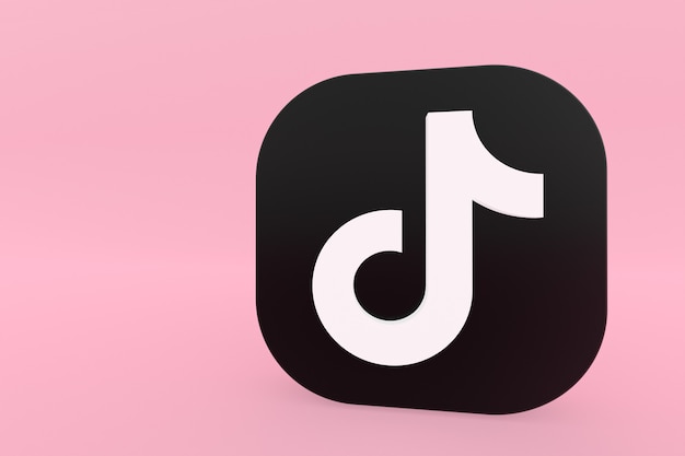 Zdjęcie renderowanie 3d logo aplikacji tiktok na różowym tle