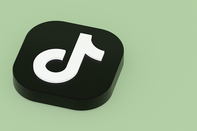 Renderowanie 3d logo aplikacji Tiktok na zielonym tle