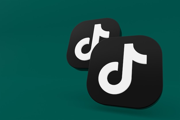 Renderowanie 3d logo aplikacji Tiktok na zielonym tle