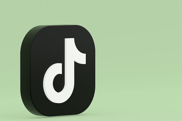 Renderowanie 3d logo aplikacji Tiktok na zielonym tle