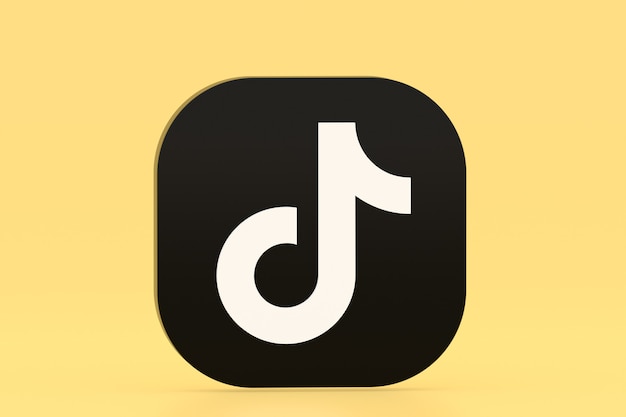 Renderowanie 3d logo aplikacji Tiktok na żółtym tle