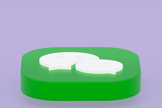 Renderowanie 3d logo aplikacji Wechat na fioletowym tle