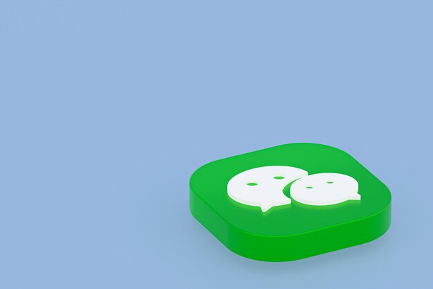 Renderowanie 3d Logo Aplikacji Wechat Na Niebieskim Tle