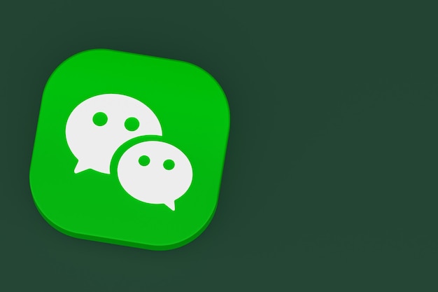 Renderowanie 3d logo aplikacji Wechat na zielonym tle