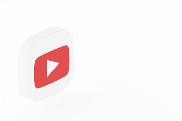 Renderowanie 3d logo aplikacji Youtube na białym tle