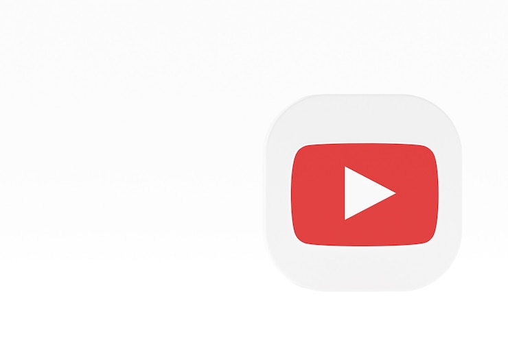 Zdjęcie renderowanie 3d logo aplikacji youtube na białym tle