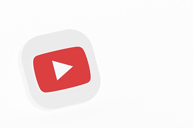 Renderowanie 3d logo aplikacji Youtube na białym tle