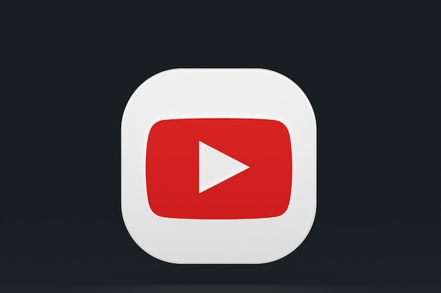 Renderowanie 3d logo aplikacji Youtube na czarnym tle