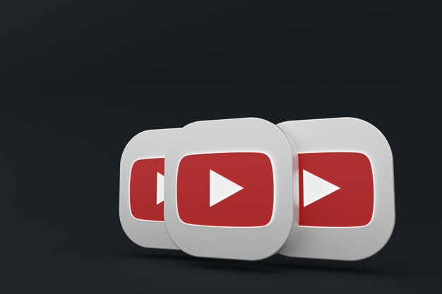 Renderowanie 3d logo aplikacji Youtube na czarnym tle