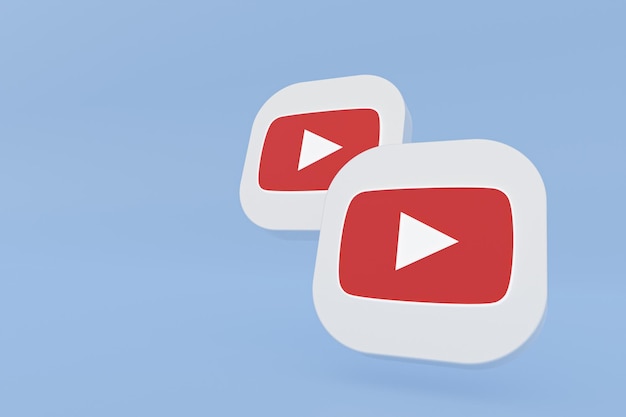Renderowanie 3d logo aplikacji Youtube na niebieskim tle