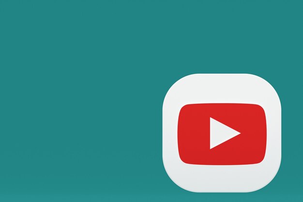 Renderowanie 3d logo aplikacji Youtube na zielonym tle