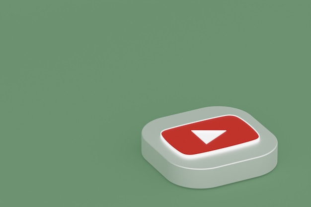 Zdjęcie renderowanie 3d logo aplikacji youtube na zielonym tle