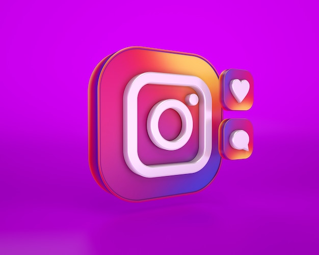 Zdjęcie renderowanie 3d logo instagram