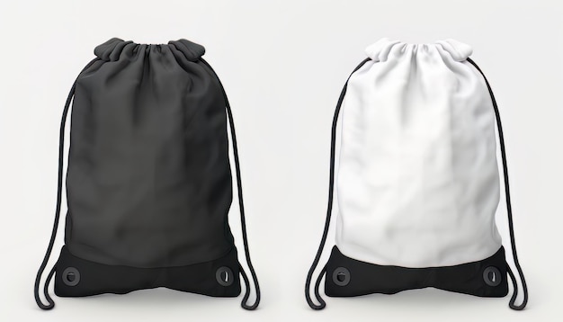 Renderowanie 3D makiety czarno-białej torby na białym tle