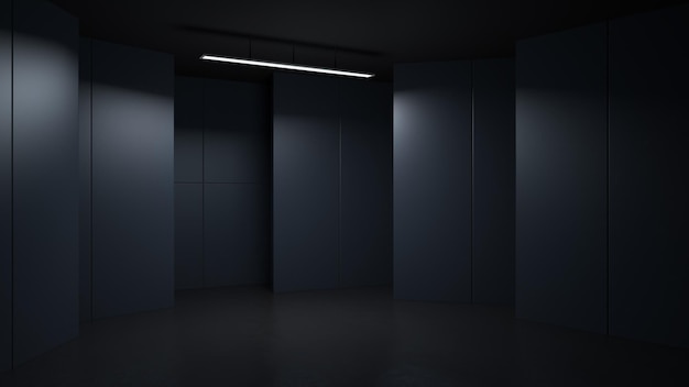 Renderowanie 3D minimalistyczne i nowoczesne wzornictwo w tle pokoju studyjnego niskie kluczowe oświetlenie