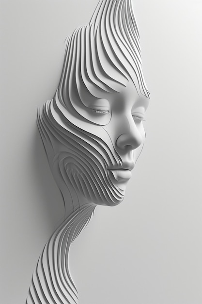 Renderowanie 3D minimalistycznej kobiecej twarzy wykonanej z singla