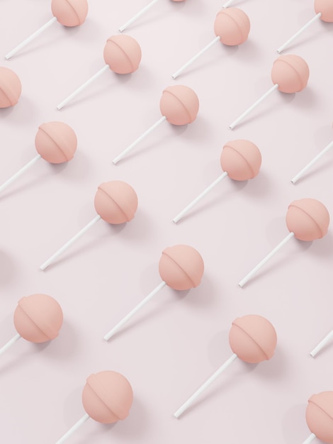 Renderowanie 3d Minimalne Różowe Tło Lollipop Na Zaproszenie Na Plakat Lub Okładki Graficzne