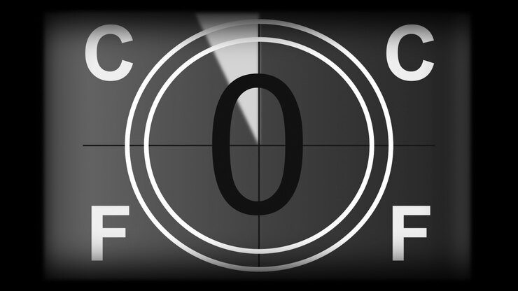 Zdjęcie renderowanie 3d monochromatycznego uniwersalnego lidera filmowego odliczającego zegar odliczający od 10 do 0