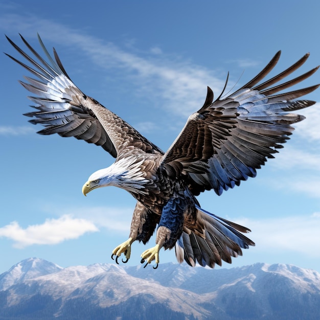 Renderowanie 3D orła z otwartymi skrzydłami