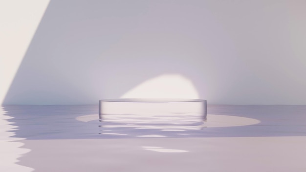 Renderowanie 3D Podium wyświetlania produktu z odbiciem wody