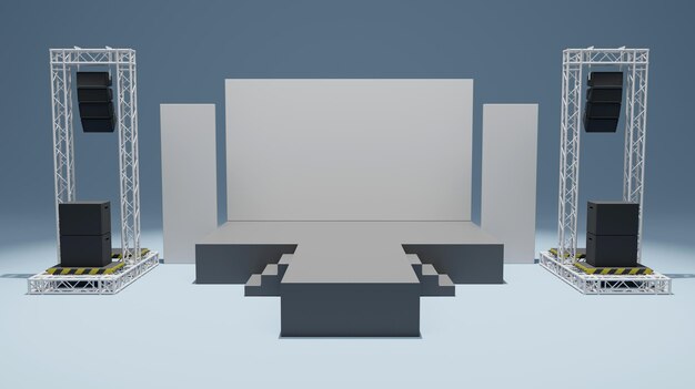 Renderowanie 3d Pokazu Scenicznego I Konstrukcji Kratownicy Z Systemem Dźwiękowym Dla Biznesu Koncertowego