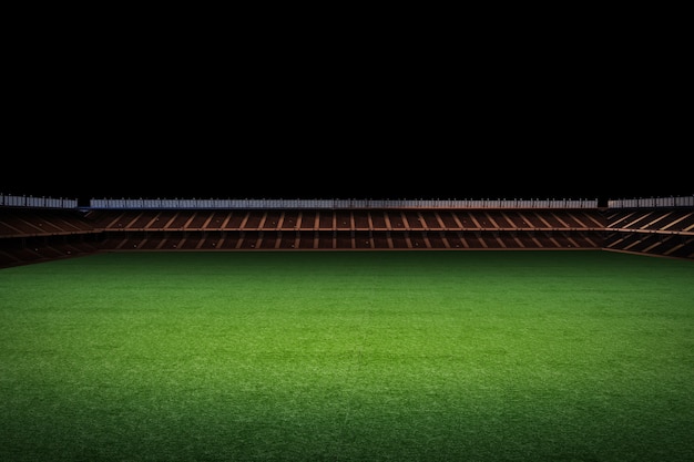 Renderowanie 3d puste zielone pole ze stadionem