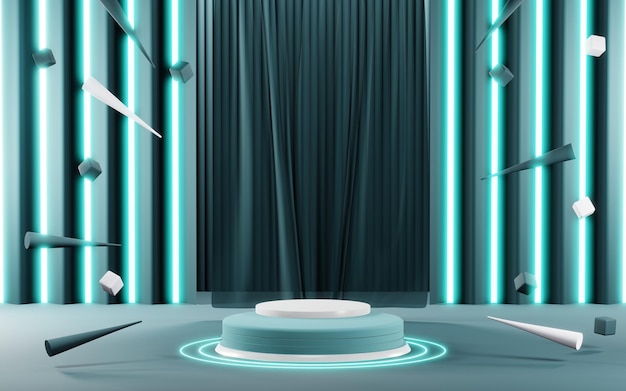 Renderowanie 3D pustego tła produktu dla kremowych kosmetyków Nowoczesne niebieskie pastelowe tło podium
