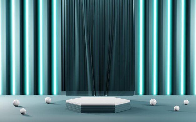 Renderowanie 3D pustego tła produktu dla kremowych kosmetyków Nowoczesne niebieskie pastelowe tło podium