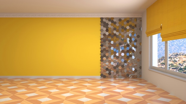Renderowanie 3D pustego wnętrza pokoju