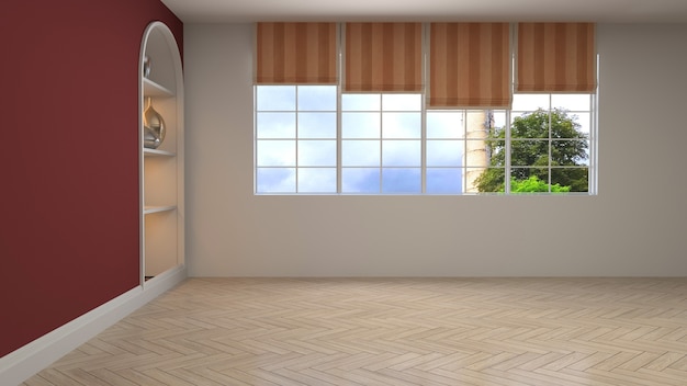 Renderowanie 3D pustego wnętrza pokoju