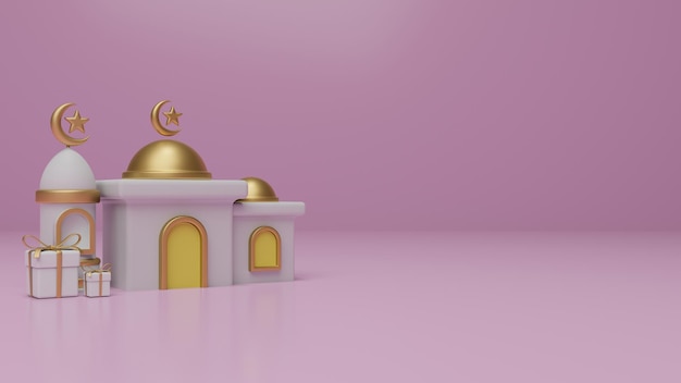 Renderowanie 3D Ramadan kareem Ilustracja tła z miejsca na kopię