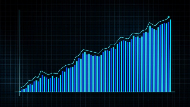 Renderowanie 3d Rosnącego Wykresu Liniowego Wykresu Wzrostu Dochodów Cyfrowych
