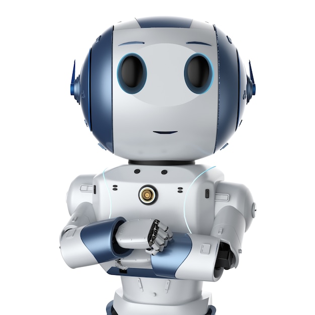 Renderowanie 3d słodkiego robota sztucznej inteligencji z postacią z kreskówek