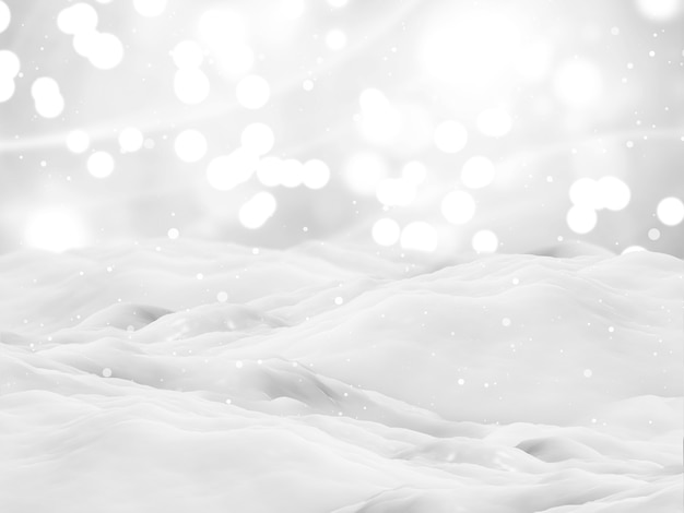 Renderowanie 3D śnieżnego krajobrazu Bożego Narodzenia