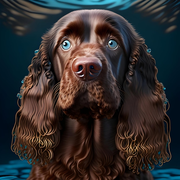 Renderowanie 3D Spaniel amerykański Pies Zwierzęta AI Generative