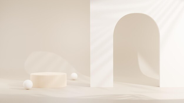 Zdjęcie renderowanie 3d stojak na prezentację produktu na brązowym tle makieta do prezentacji