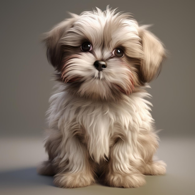 Renderowanie 3D szczeniaka shih tzu